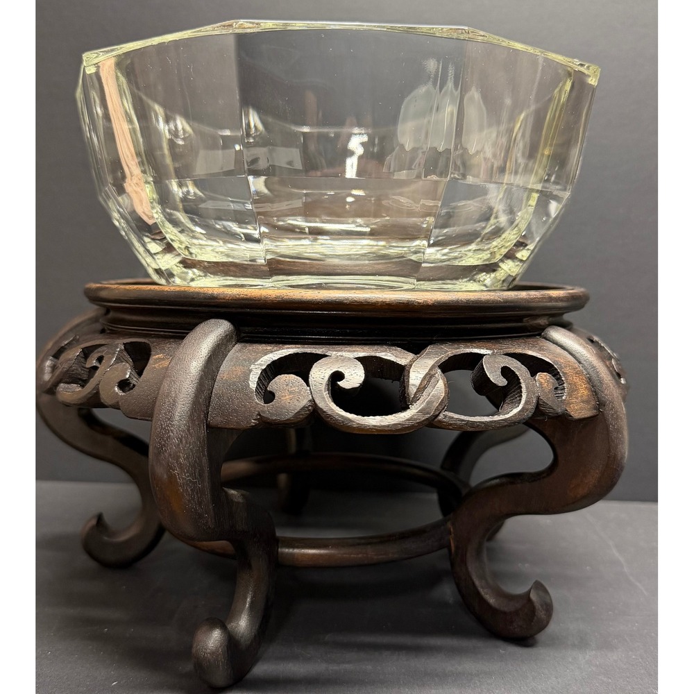 Vintage Italian Faceted Centerpiece Crystal Bowl 9" wide x 4' tall - 3lbs - Picture 3 of 11